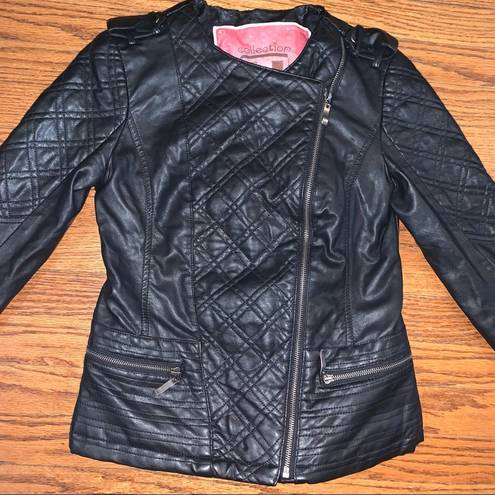 Bernardo  Collection Vegan Leather Quilted Moto Jacket Size Small