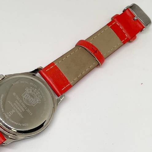 ma*rs M&M's Character  2015 Watch 35mm silver tone case red leather band running