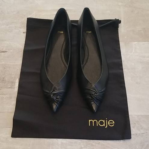 Maje 💕💕 Flat Leather Pumps ~ Black