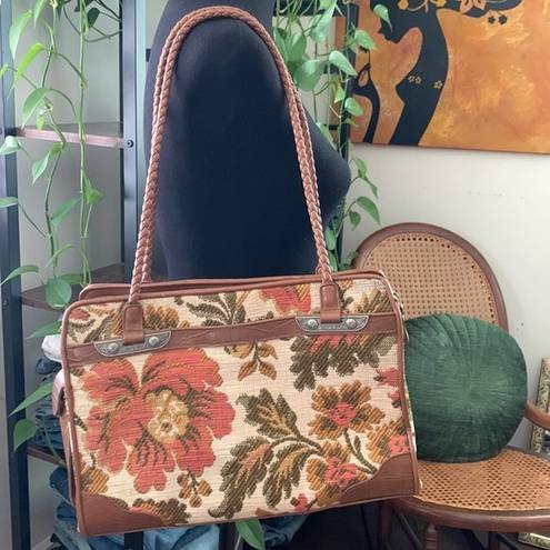 Bueno Vintage 90s  Floral Tapestry Braided Shoulder Strap Tote Handbag Purse