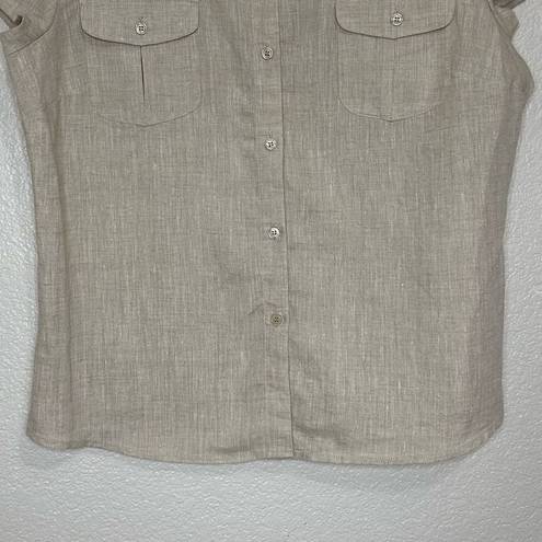 Style & Co  100% Linen Button Down Front Short Sleeves Shirt