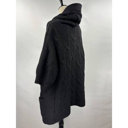 Vince  Alpaca Wool Duster Vest Cardigan Black Large Short Sleeve Hood