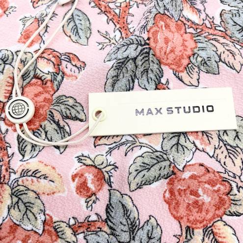 Max Studio NEW  Womens L Wrap Dress Pink Romantic Floral Ruffle Short Sleeves