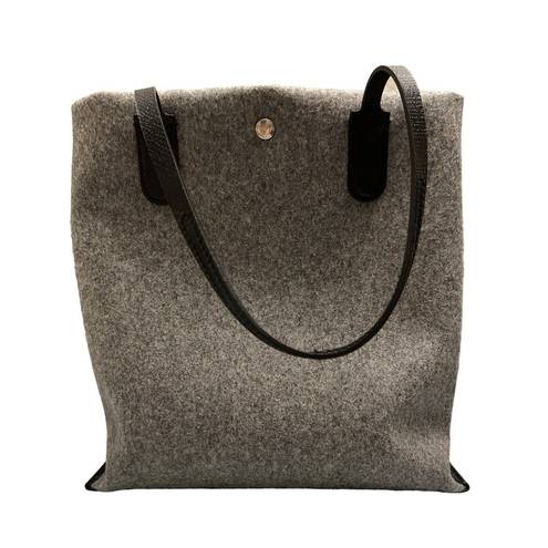 Longchamp Roseau Essential Large Gray Wool Open Tote Bag Shopper New $430