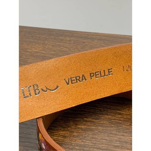 Vera Pelle  Embroidered Brown Leather Belt