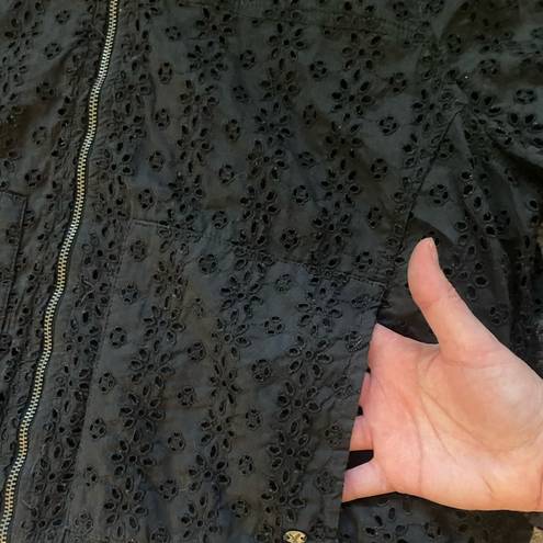 American Eagle  Black Eyelet Zip-Up Bomber Jacket