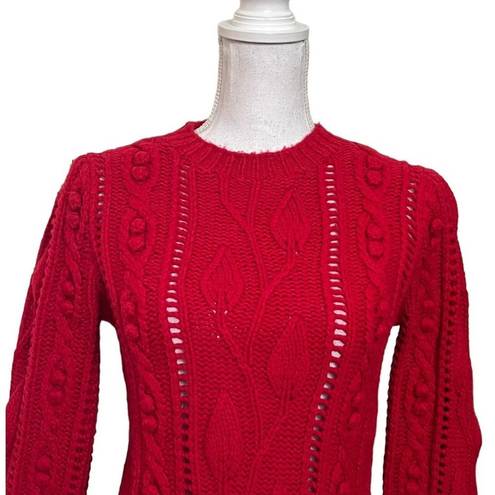 Krass&co  Cashmere Blend Wool Cable Knit Pullover Sweater Red Boxy Women’s Size Small