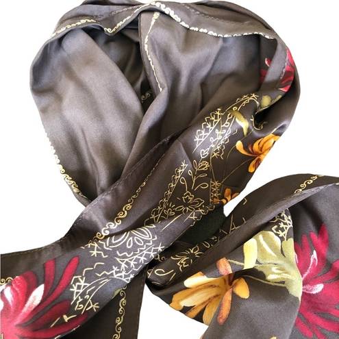 Oscar de la Renta  Silk Oblong Floral Scarf Majestic Colors 51”LX11”W Classy