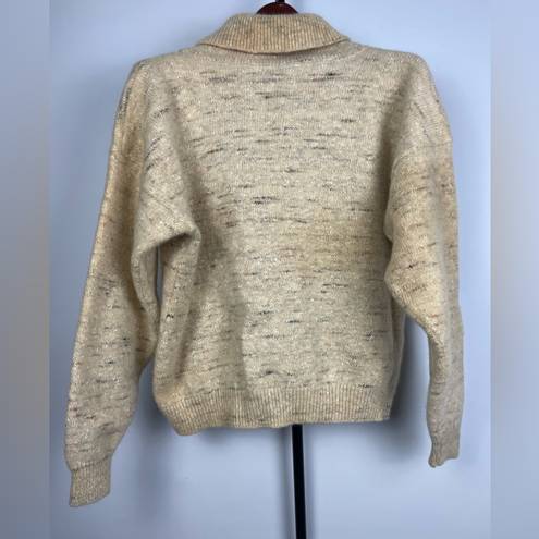 Krass&co Vintage Wills & . Cream Wool Crossover Shawl Collared Pullover Sweater