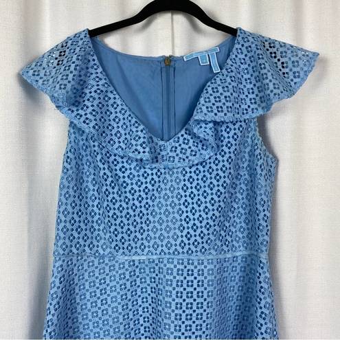 Draper James  Light Blue Lattice Lace A Line Dress Sz.12