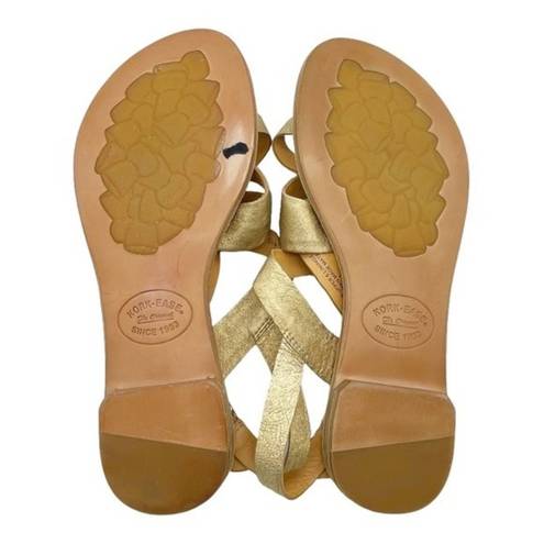 Kork-Ease  Yarbrough Gold Full Grain Leather Strappy Sandals Women’s Size 8