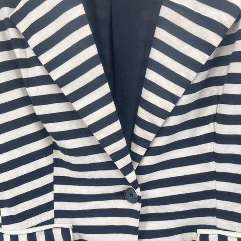 Monteau  Women's Single Button Blazer Striped 3/4 Sleeve black white Medium