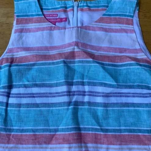 Krass&co Island  Linen Tank Dress Summer Travel Pastel color striped, Size XS