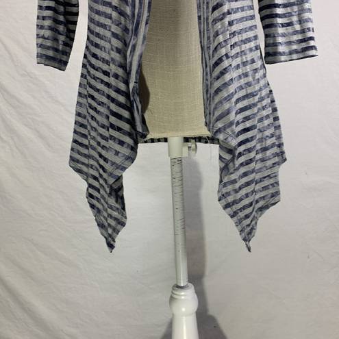 Live and let live  Open Front Asymmetrical hem Gray Striped Cardigan Size Medium