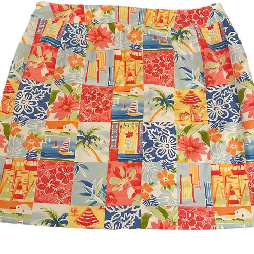 Talbots NWOT  Tropical Print Patchwork Skirt Woman Petites Size 18W