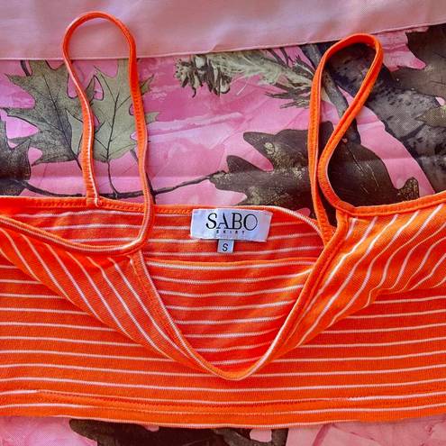 Sabo Skirt y2k striped orange crop cami
