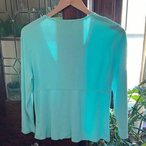 Krass&co Vintage NY& Cardigan Turquoise One Button Long Sleeves Women 90s/Y2K