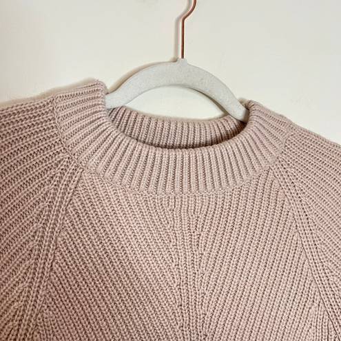 ALLSAINTS Sylvie Wool Cashmere Knit Crewneck Side Slit Sweater Beige Pink