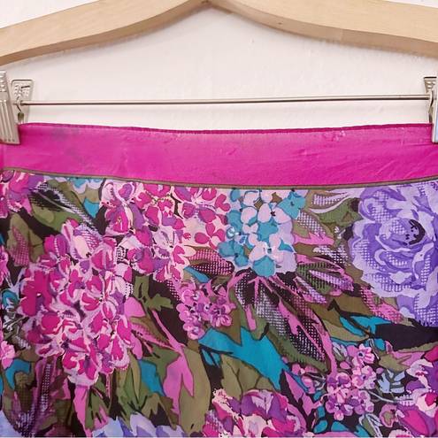 Bill Blass Vintage  Silk Floral Scarf Magenta Purple Flower Printed