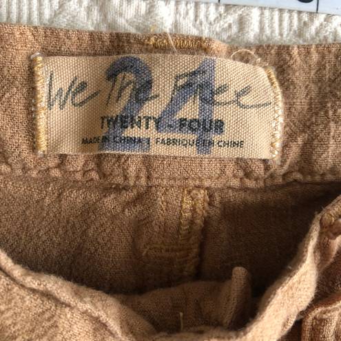 We The Free Faded Love Sandstorm Tan Linen Blend High-Rise Ankle Pants