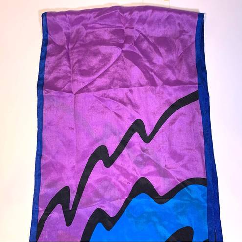 Oscar de la Renta 80s  Studio Colorful Squiggle Silk Scarf