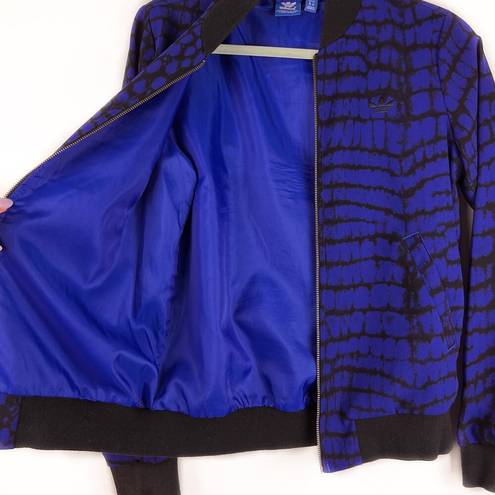 Adidas x Rita Ora NY Bomber Jacket Blue Crocodile Reptile Small Sporty