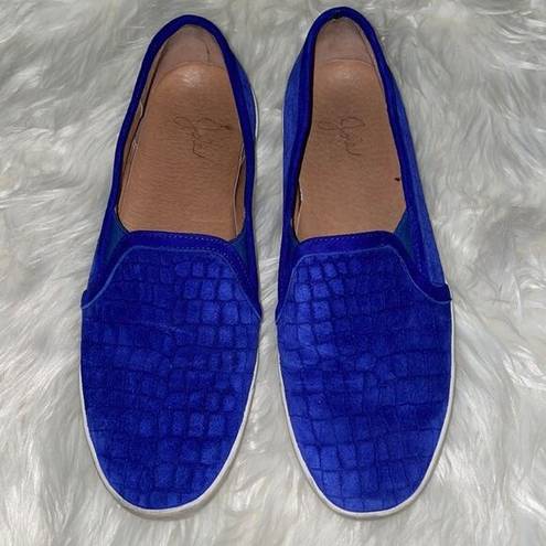 Joie  Huxley Royal Blue Croc Print Suede Slip on sneakers/loafers