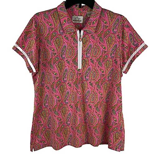 EP Pro  Tour Women’s PGA Pink Paisley Half Zip Golf Shirt Size Extra Large