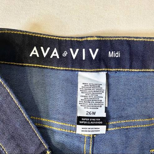 Ava & Viv  MIDI Jean Shorts Stretchy Dark Blue Plus Size 26