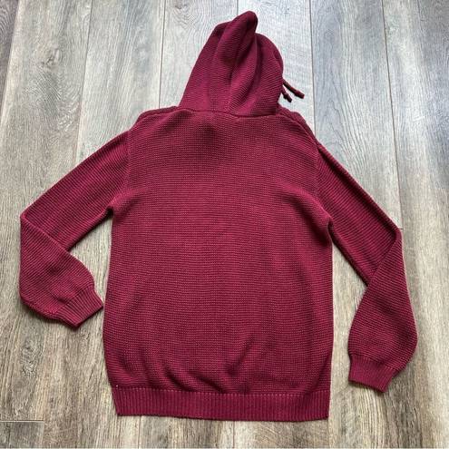 Harper  Lane Stitch Fix Knit Hoodie Sweater Burgundy Red Size Medium