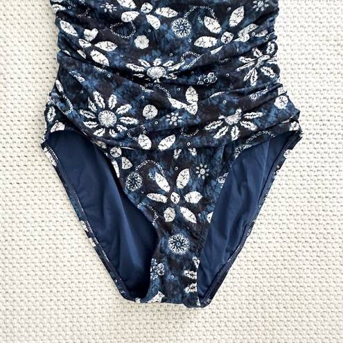 Bleu Rod Beattie  NWT Blue White Tropical Floral Sweetheart One Piece Swim Suit 6