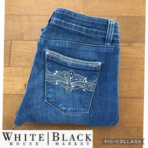 White House | Black Market  blue boot leg Rhinestone jeans size 2s