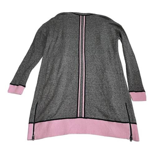 Talbots T by  Mixed Texture Marled Cardigan Womens Sz S Pink/Black/Grey Long Cozy