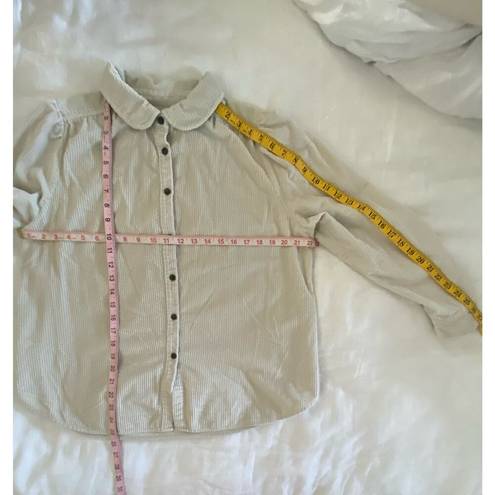 The Loft  Corduroy Long Sleeved Button Down Shirt Peter Pan Collar Puff Sleeve SZ L