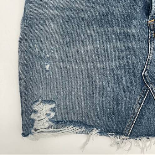 AGOLDE  Denim Skirt Ada 100% Cotton Distressed Mini Summer Frayed Premium SZ 27