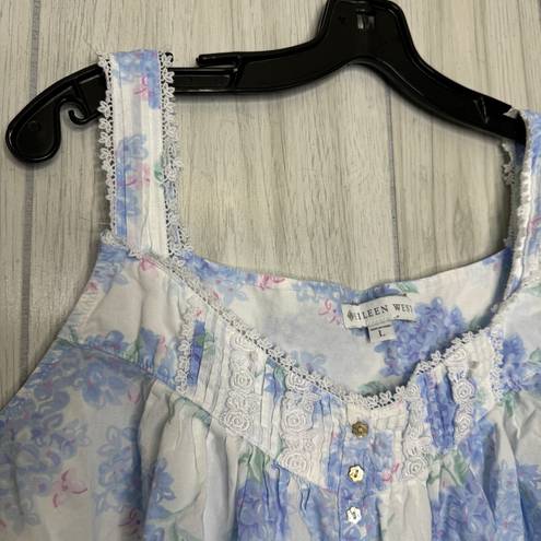 Blossom Eileen West Hydrangea  Mini Chemise Nightgown Cotton Dress size L Large