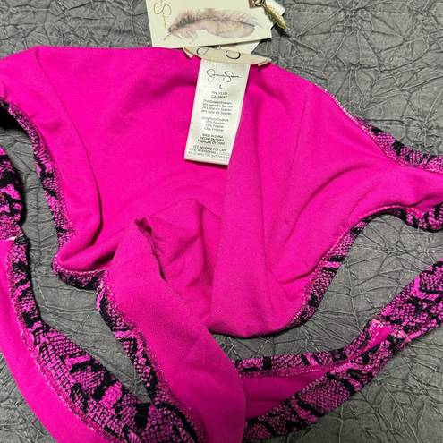 Jessica Simpson NEW  Pink Magenta Snake Print Ribbed Bikini Set Underwire Top