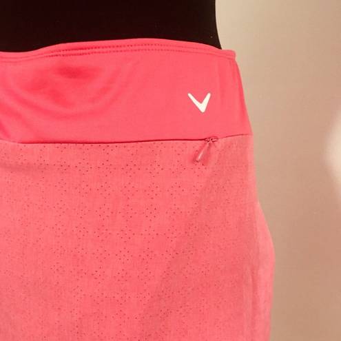 Callaway  Pink Breathable Perforated Fabric 16" Golf Skort Skirt Zip Pockets XS