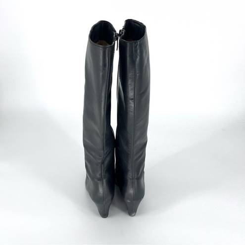 Via Spiga  Knee High Wedge Leather Boots Black 8