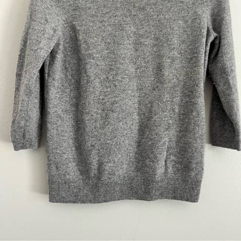 Talbots  Women’s Gray 100% Cashmere Quarter Sleeve Sweater Size Medium Petite