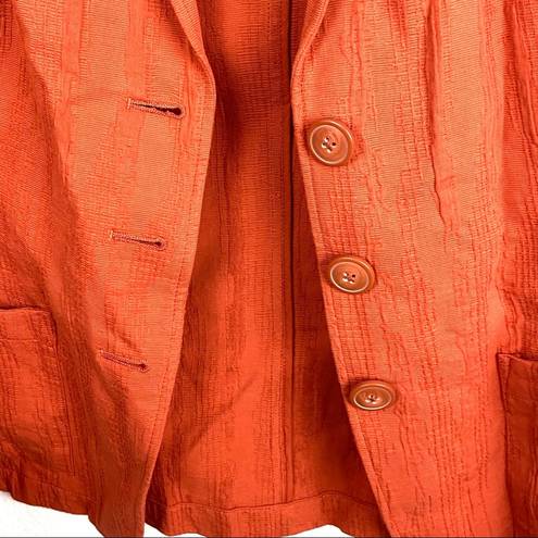 Coldwater Creek  100% Cotton Burnt Orange Three Button Blazer Jacket, Size 14