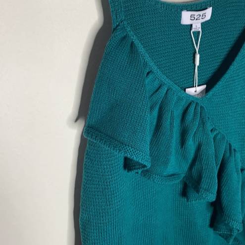 525 America deep teal ruffle front sweater tank size L Green Size L