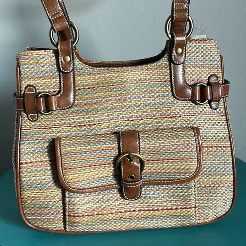 Studio Works New  Woven Striped Double Strap Shoulder Bag Purse