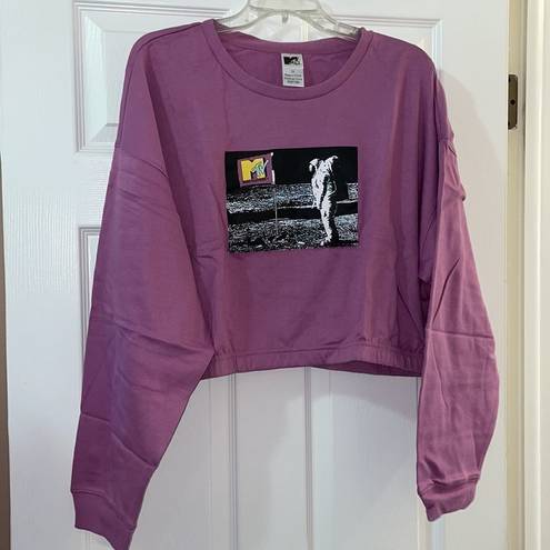 The Moon MTV Landing Lavender Crop Sweatshirt