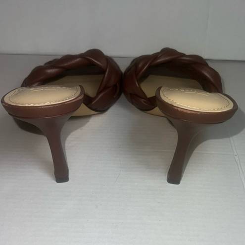 Marc Fisher  Braided Brown Leather Sz 6 1/2 Kitten Heel Sandal