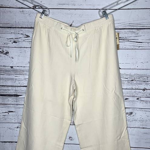 Coldwater Creek  NWT 1X (16W-18W) Ivory Silk/Linen Blend Pull-On Wide Leg Pants