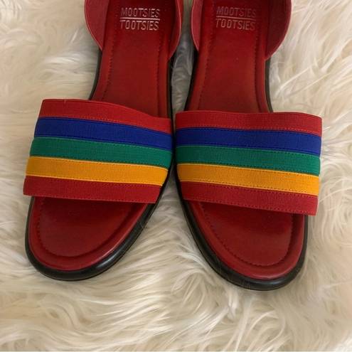 Mootsies Tootsies Vintage 80s Rainbow Leather Open Toe Sandals Pride LBGTQ