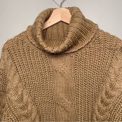 FOR THE REPUBLIC  Brown Chunky Cable Knit Turtleneck Sweater Size Large