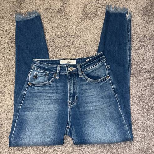 KanCan USA Kancan High Waisted Distressed Cropped Jeans Size 3 frayed skinny denim 25W