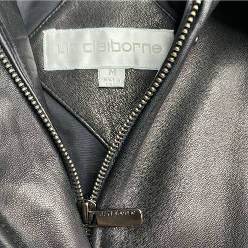 Liz Claiborne Liz, Claiborne, 100% genuine, black leather jacket/coat. Size Medium